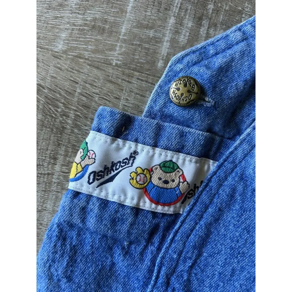 Vintage OshKosh B’Gosh Baby 3-6M Bubble Romper Overalls Baseball Bears USA
